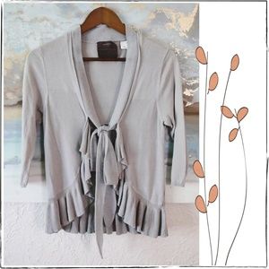 Anthropologie ruffled cardigan gray